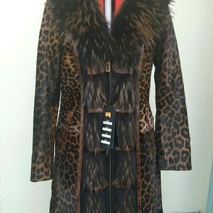 Womens size 10 Leopard print hair on hide coat